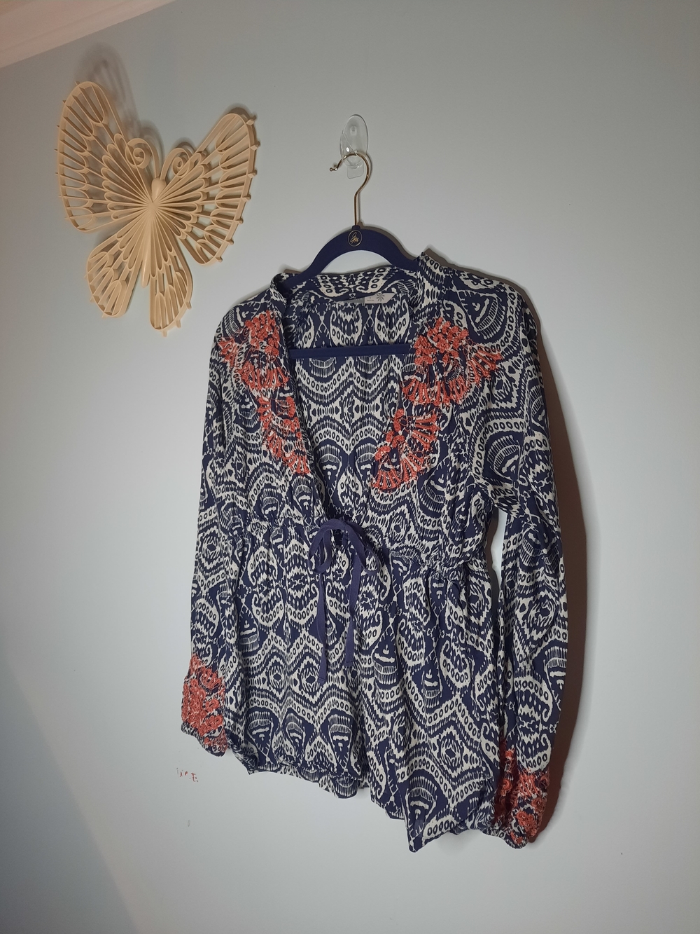 Athleta Sz Small Blue Ikat Embroidered Swim Cover Up Tunic, Resort Wear